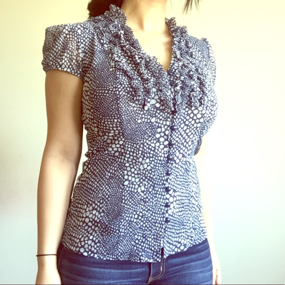 💙INC Navy & White Blouse